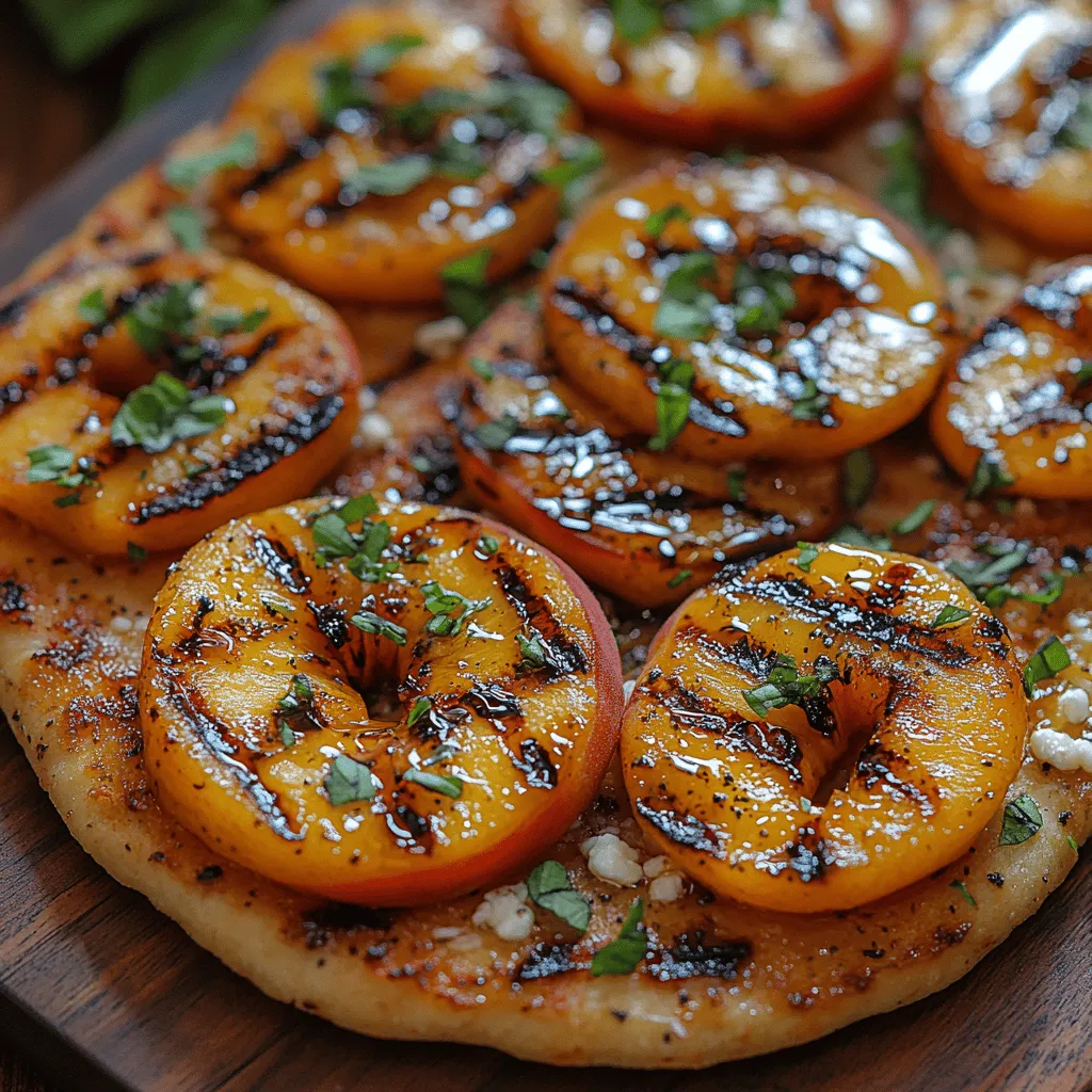 At the heart of this recipe are ripe peaches, which serve as the star ingredient. Their natural sweetness and juiciness provide a refreshing contrast to the richness of goat cheese and the savory notes of grilled flatbread. Peaches are not only delicious but also packed with nutrients, making them a fantastic addition to any meal. They are an excellent source of vitamins A and C, as well as dietary fiber, which can aid in digestion and promote overall health.