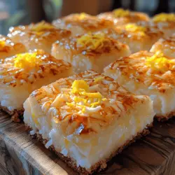 If you’re on the lookout for a dessert that perfectly balances sweetness and zest, look no further than Zesty Coconut Bliss Squares. This delightful treat combines the tropical flavor of coconut with the bright, invigorating taste of lemon, creating a flavor profile that is both refreshing and indulgent. With the rise of health-conscious eating, these bliss squares are a perfect fit for anyone looking to satisfy their sweet tooth without compromising on nutrition or dietary preferences.