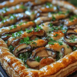 The savory mushroom and spinach tart is a delightful dish that perfectly balances rich flavors and satisfying textures. This tart brings together the earthiness of mushrooms, the freshness of spinach, and the creamy goodness of cheese, all encased in a flaky, golden puff pastry. Whether you are preparing for a brunch gathering, an elegant dinner, or simply looking to whip up a quick weeknight meal, this savory tart is versatile enough to suit any occasion.