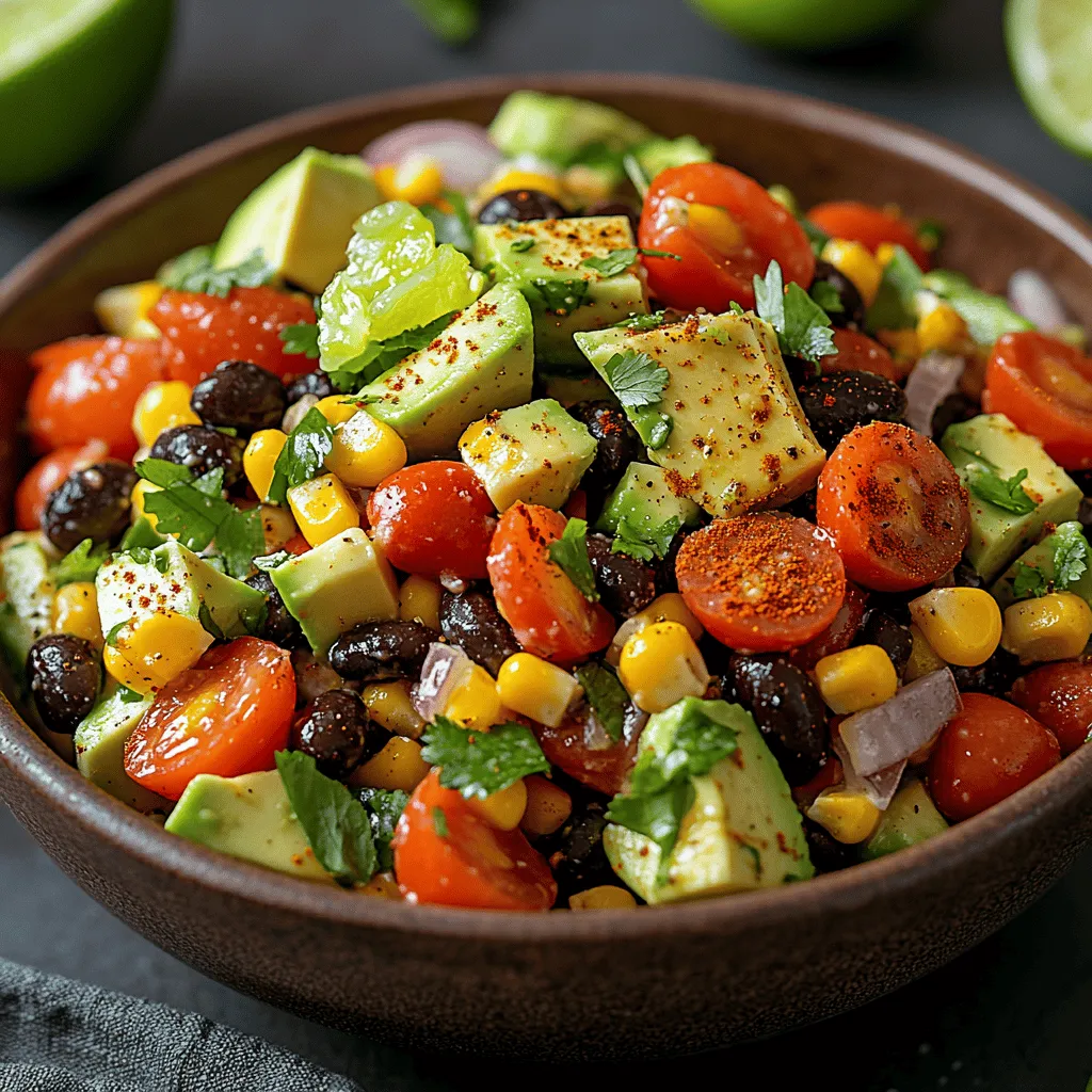 If you are seeking a salad that bursts with flavor and is packed with nutrition, look no further than the Zesty Avocado Corn Black Bean Salad. This vibrant dish combines the richness of ripe avocados with the sweetness of corn and the hearty goodness of black beans, making it a wholesome choice for any meal. Whether you serve it as a refreshing side dish at a summer barbecue or enjoy it as a light main course, this salad is incredibly versatile and sure to please any palate.