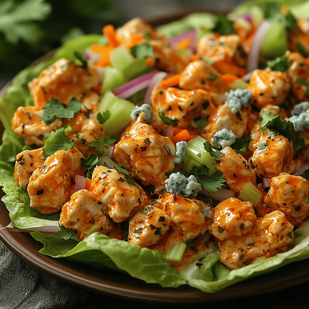 While the core of your Spicy Buffalo Chicken Lettuce Wraps is undoubtedly delicious on its own, consider enhancing the flavor profile with optional ingredients such as blue cheese and fresh herbs. Blue cheese crumbles add a creamy, tangy element that complements the spiciness of the buffalo sauce beautifully. Fresh herbs like cilantro or parsley can elevate the dish with their vibrant flavors and should be sprinkled on top just before serving. These additions not only enhance the taste but also contribute visual appeal, making your wraps even more inviting.
