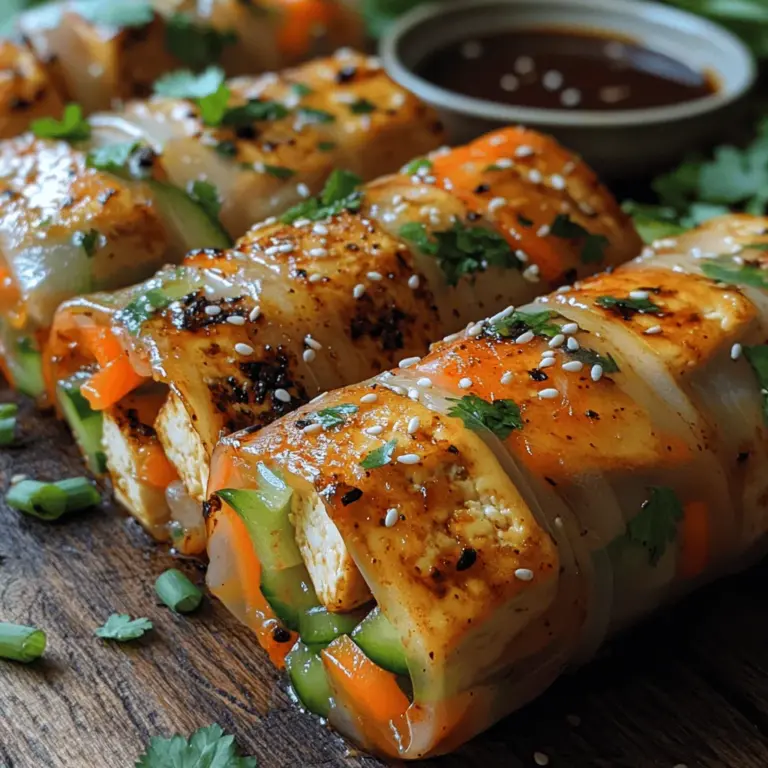 Teriyaki Tofu Rice Wraps bring together the traditional Japanese teriyaki sauce with the modern twist of fresh ingredients wrapped in rice paper. The word "teriyaki" translates to "glazed grill," which perfectly describes the cooking method that results in a sweet and savory coating on the tofu. This dish not only tantalizes your taste buds but also provides a wholesome meal option that is easy to prepare and customize according to personal preferences. Whether you're a seasoned chef or a kitchen novice, these wraps are accessible and can be made in a relatively short amount of time.