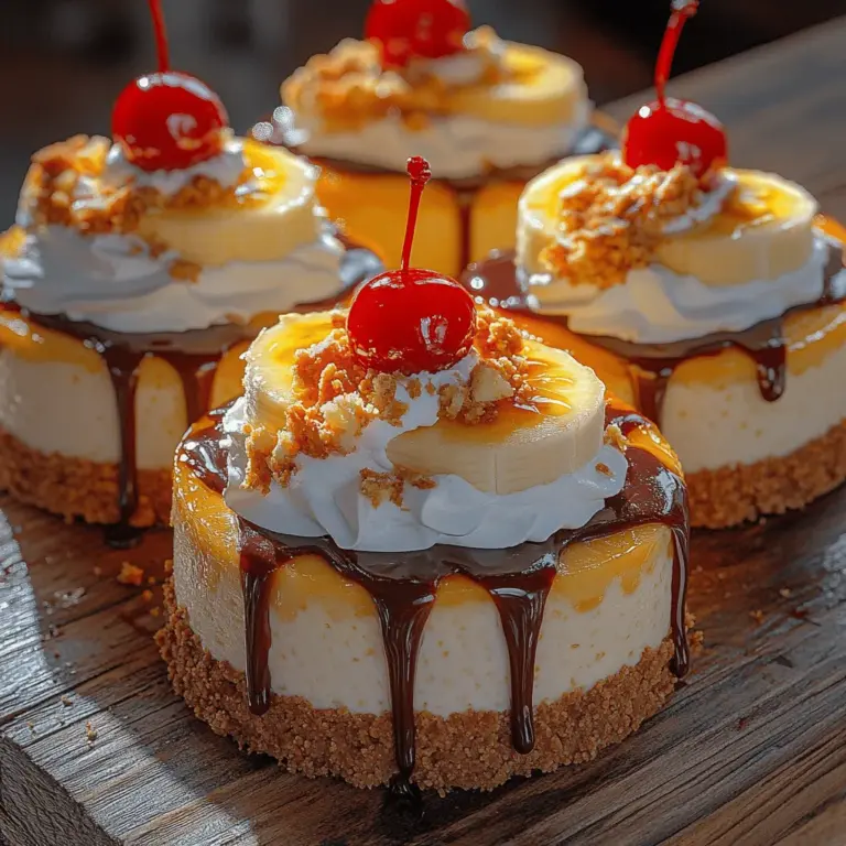 To create these Mini Banana Split Cheesecakes, it is essential to understand the key components that contribute to their flavor and texture. Each ingredient plays a vital role in achieving the perfect balance of creaminess, sweetness, and crunch. Let’s take a closer look at what makes these cheesecakes so special.