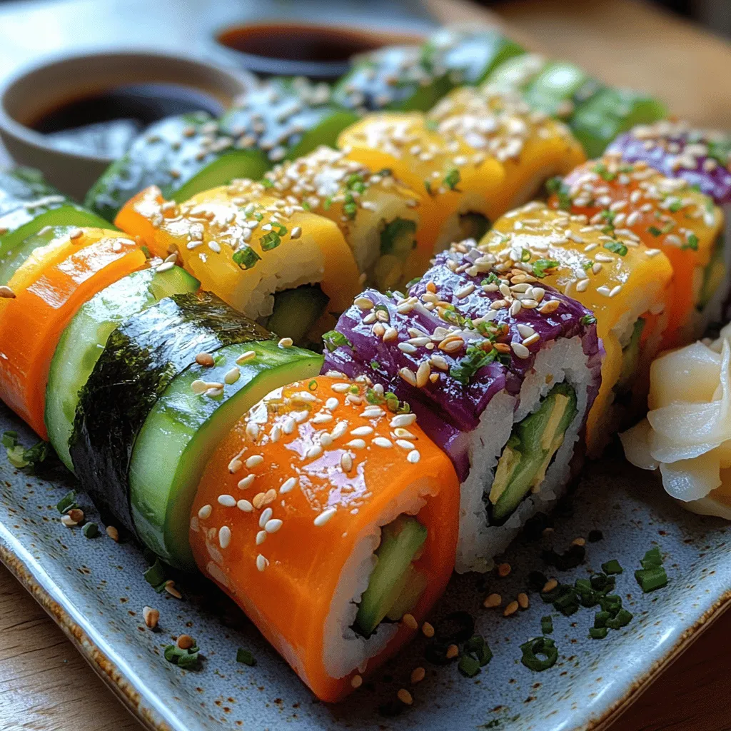 Rainbow Veggie Sushi Rolls are a vibrant and healthy twist on traditional sushi, showcasing the beauty of fresh vegetables wrapped in delicate rice and seaweed. Originating from Japan, sushi has transcended cultural boundaries to become a popular dish worldwide, celebrated not only for its exquisite flavors but also for its artful presentation. These colorful rolls are a visual feast, and their preparation can be a delightful family activity, emphasizing the importance of culinary traditions passed down through generations.