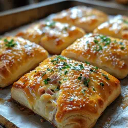 Savory Ham and Cheese Crescent Rolls Delight is a delightful dish that effortlessly combines convenience, flavor, and versatility. These mouthwatering rolls are not just a treat for the taste buds; they are a culinary experience that brings warmth and comfort to any occasion. Whether served as appetizers at a party, a quick snack for the family, or a delightful addition to a brunch spread, these crescent rolls are sure to impress. Their golden-brown exterior, flaky texture, and savory filling make them a favorite among both kids and adults alike.