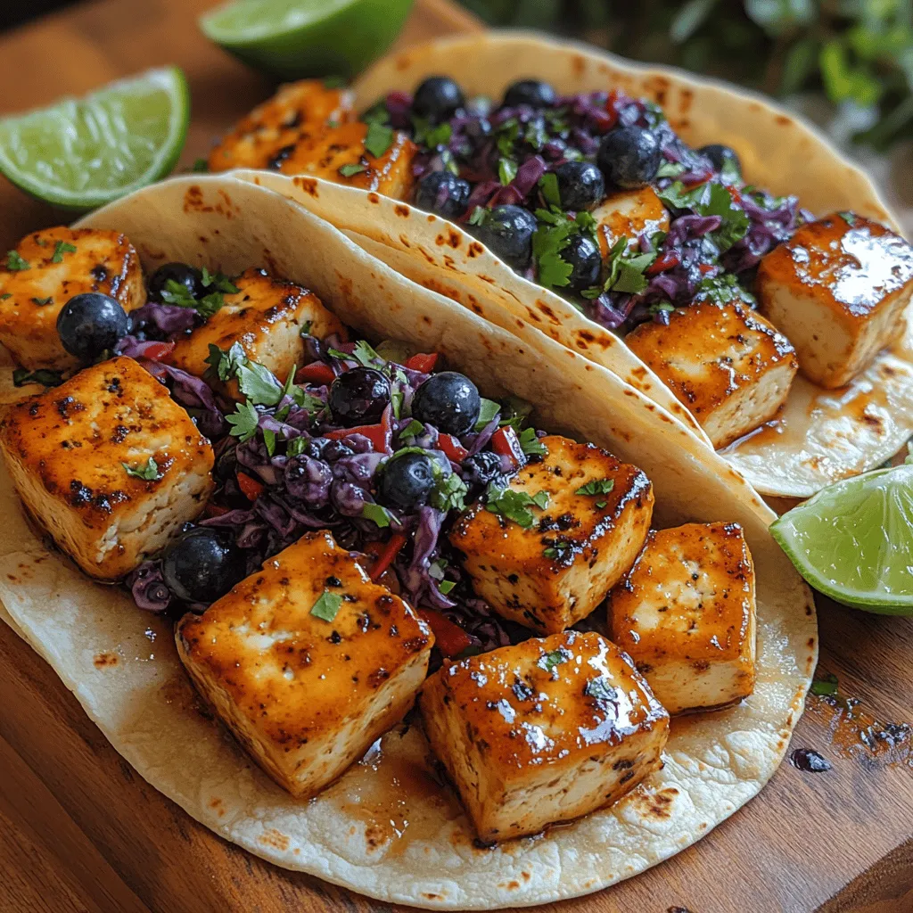 In recent years, the culinary landscape has seen a remarkable shift towards plant-based meals, with health-conscious eaters and food enthusiasts alike embracing the vibrant flavors and nutritional benefits they offer. One standout dish that perfectly embodies this trend is Tofu Tacos with Blueberry Slaw. This innovative recipe combines crispy, marinated tofu with a refreshing slaw bursting with blueberries, creating a deliciously satisfying alternative to traditional meat-filled tacos. With its harmonious balance of textures and flavors—from the savory tofu to the creamy, tangy slaw and the zesty lime—this meal proves to be a fantastic choice for any occasion, whether it’s a casual weeknight dinner or a lively gathering with friends.