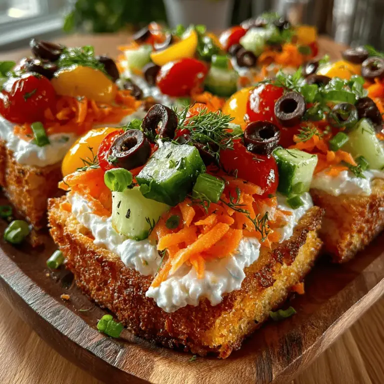 Chilled Garden Delight Squares are a delightful culinary creation that perfectly encapsulates the essence of fresh, vibrant flavors while offering a nutritious option for both gatherings and casual lunches. This dish stands out not only for its aesthetic appeal but also for its versatility—ideal as a light appetizer at parties or as a refreshing lunch option on a warm day. The combination of colorful vegetables layered on a creamy base yields a satisfying bite that pleases both the palate and the eye.