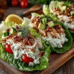 Discover the delightful combination of flavors and textures in these Creamy Dill Chicken Lettuce Wraps. This innovative dish brings together the satisfying taste of tender chicken and the refreshing crunch of crisp lettuce leaves, making it an ideal choice for a light lunch or a refreshing dinner option. Not only is this recipe easy to prepare, but it is also packed with nutritious ingredients that cater to health-conscious diners. The creamy chicken filling is enhanced by fresh dill and zesty lemon juice, which together create a vibrant and delicious meal that is both satisfying and healthy.