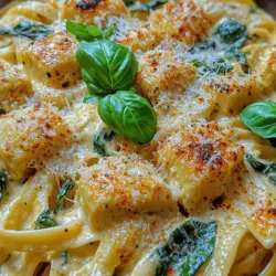 The creamy texture of this pasta dish is truly its crowning glory. As you twirl your fork through the luscious sauce, you'll discover a rich flavor profile that balances the creamy elements with the freshness of the spinach and the unique taste of artichokes. Each bite brings a delightful combination of flavors that dance on your tongue, making it a favorite among pasta lovers.