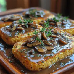 Golden Polenta Cakes with Mushroom Gravy