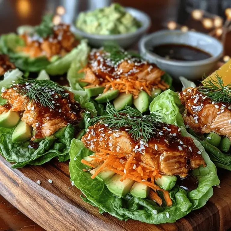 If you're in search of a meal that embodies freshness and health without sacrificing flavor, look no further than Zesty Salmon Lettuce Wraps with Lemon Glaze. This dish is an invigorating combination of tender salmon, crisp vegetables, and a zesty lemon glaze, all wrapped in refreshing lettuce leaves. Perfect for a light lunch or a satisfying dinner, these lettuce wraps not only tantalize your taste buds but also offer a host of nutritional benefits.