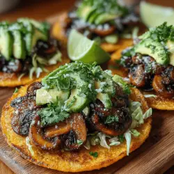 Sautéed Garlic Mushroom & White Bean Tostadas