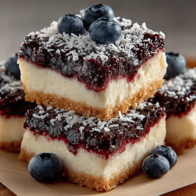 The Frozen Blueberry Coconut Cream Bars are more than just a dessert; they are a refreshing and nutritious option for anyone looking to indulge their sweet tooth without straying from healthy eating habits. With a perfect blend of sweet blueberries, rich coconut cream, and tangy yogurt, these bars promise a delightful taste experience that can satisfy cravings while providing essential nutrients. As the days get warmer, incorporating healthy and refreshing desserts into our diets becomes increasingly important. Not only do these bars offer a delicious way to cool down, but they also present a guilt-free alternative to traditional sugary treats, making them a must-try for health-conscious individuals and families alike.