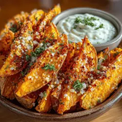 Sweet potatoes have long been celebrated not only for their vibrant color and natural sweetness but also for their impressive nutritional profile. As a versatile ingredient, they can be transformed into a variety of dishes, ranging from sweet desserts to savory sides. Today, we’re putting the spotlight on a delightful recipe: Sweet & Savory Sweet Potato Wedges with Creamy Ranch Dip. This dish perfectly embodies the harmony of flavors and textures, making it an ideal accompaniment for any occasion, whether it be a casual snack, an appetizer for a gathering, or a wholesome side dish for dinner.
