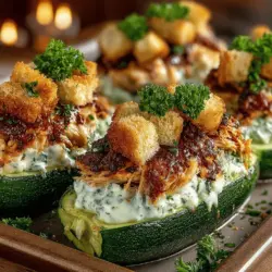 Zesty Zucchini Chicken Caesar Boats