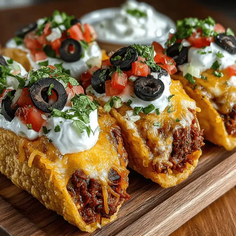 If you're looking for a delightful and crowd-pleasing recipe, look no further than Cheesy Delight Mini Taco Shells. This fun and mouthwatering dish combines the rich flavors of cheese with a medley of spices, resulting in a savory treat that’s sure to be a hit at any gathering. Whether you’re planning a casual family dinner, hosting a game day party, or throwing a festive celebration, these mini taco shells make for the perfect appetizer or snack. Their bite-sized nature allows guests to indulge without overdoing it, making them a fantastic option for social settings.