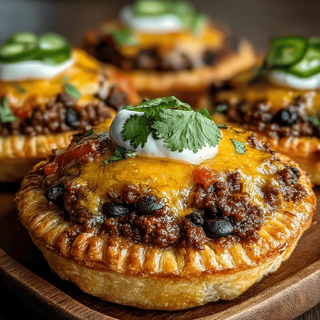 If you're a fan of tacos and delicious pastries, then Mini Taco Pie Puff Pastries are an absolute must-try. This innovative recipe marries the savory, zesty flavors of traditional tacos with the light, airy texture of puff pastry, resulting in a dish that's not only visually appealing but also bursting with flavor. Perfect for any occasion, these mini pies can serve as an appetizer at parties, a satisfying main course for family dinners, or a delightful snack for movie night. The versatility of this dish makes it a favorite among taco lovers and pastry enthusiasts alike.