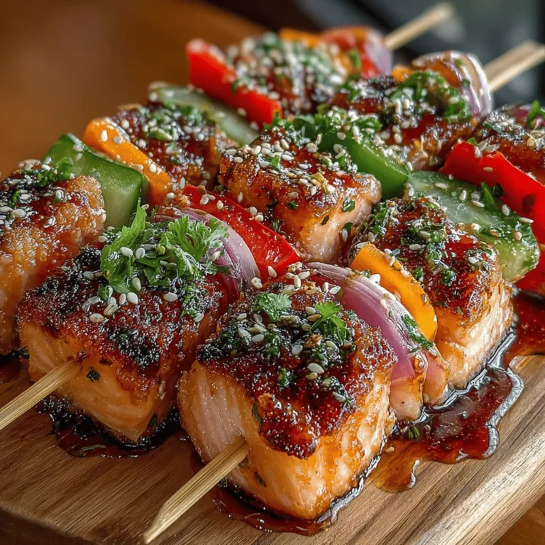 To create the perfect grilled teriyaki salmon skewers, the first step is cutting the salmon. Aim for uniform pieces, ideally about 1 to 1.5 inches thick. This size will allow for even cooking, ensuring that each piece is deliciously tender and succulent. When cutting, use a sharp knife to achieve clean edges, which helps the salmon hold its shape during grilling.