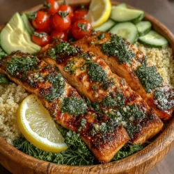 In a world where culinary creativity knows no bounds, the Zesty Lemon Herb Grilled Salmon Bowl stands out as a vibrant and wholesome meal that captivates the senses. This dish combines the rich, flaky texture of perfectly grilled salmon with a medley of fresh herbs, and a delightful zesty lemon flavor that elevates it to a whole new level. Not only is it visually appealing, but it also embodies a healthy balance of protein, grains, and vegetables, making it an ideal choice for lunch or dinner. The growing popularity of bowl meals stems from their versatility; they allow for unique combinations of ingredients while ensuring a balanced diet.